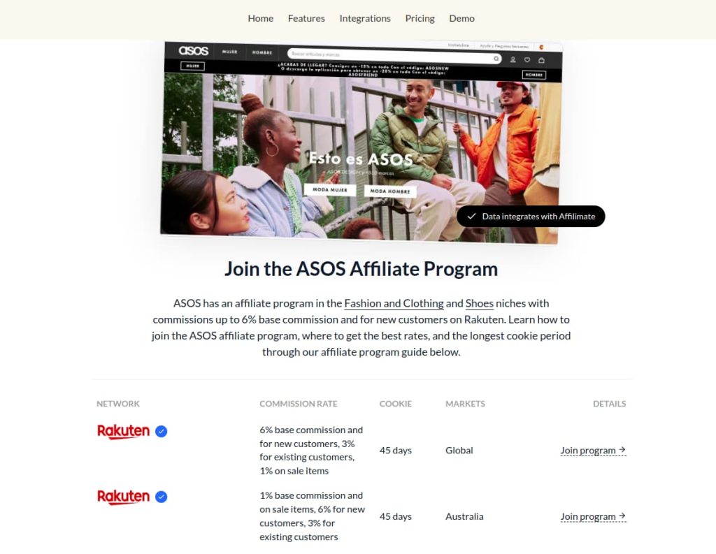 ASOS- affiliate marketing in e-commerce example