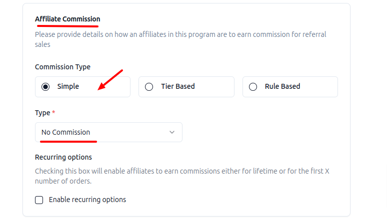 Setting commission rates for affiliates as no commission using WPrelay