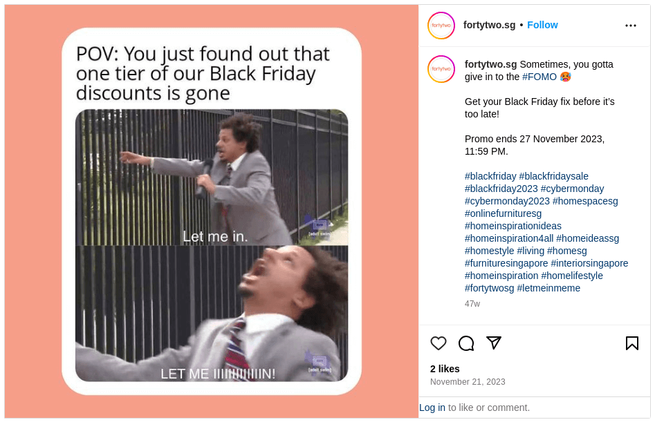 Example of a Black Friday Sale Meme