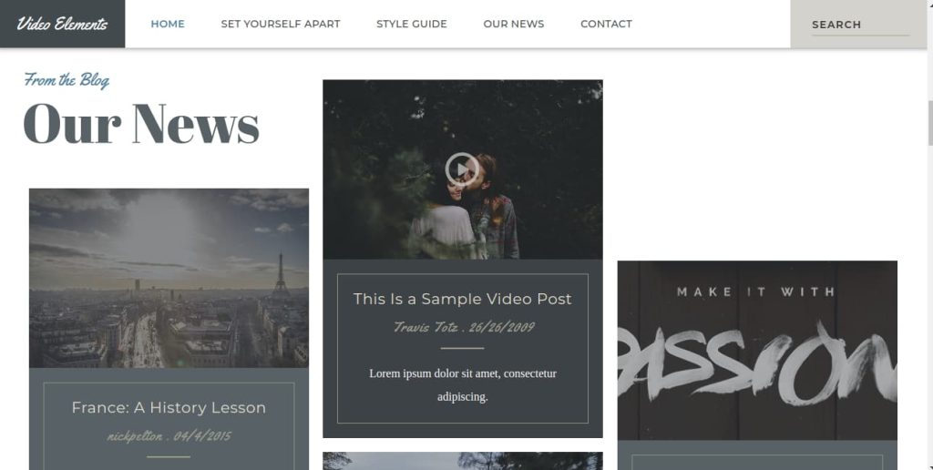 Videoelements homepage