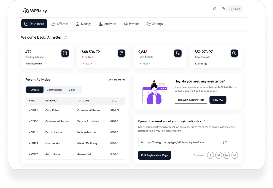 WPRelay Dashboard