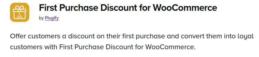 First Purchase Discount for WooCommerce