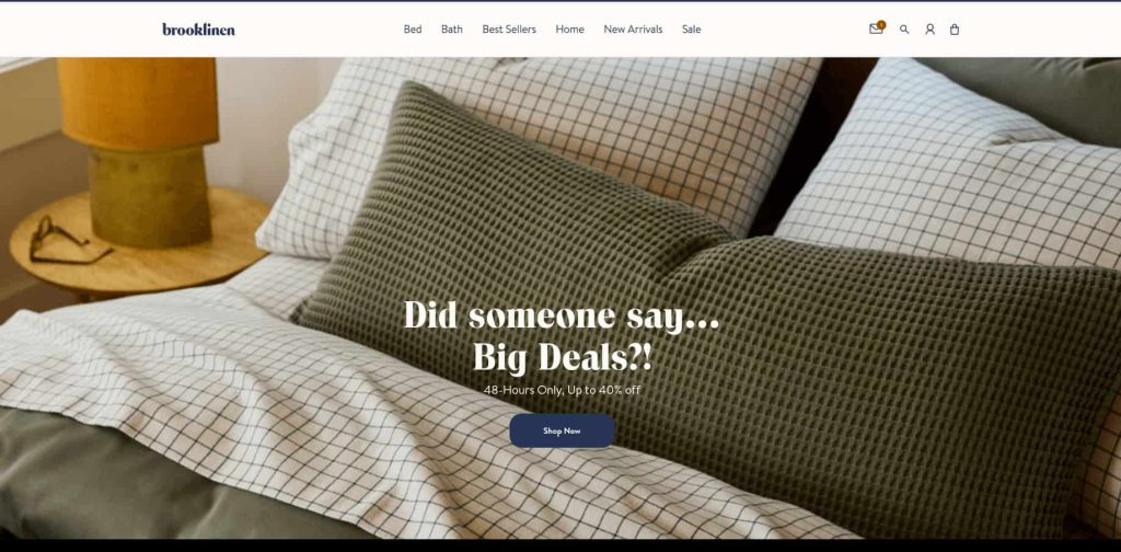 Homepage of Brooklinen