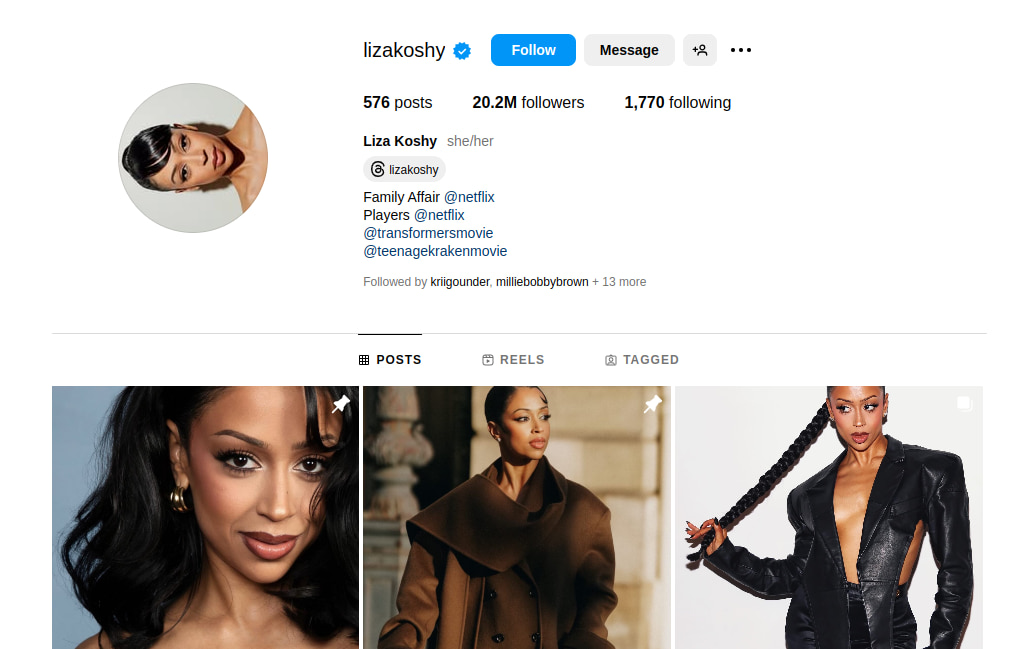  Liza Koshy instagaram account