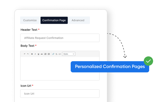 Personalized Confirmation Pages