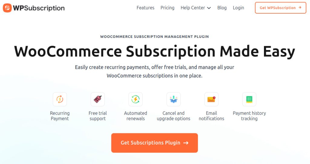 WooCommerce subscription management plugin