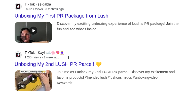 Lush unboxing videos
